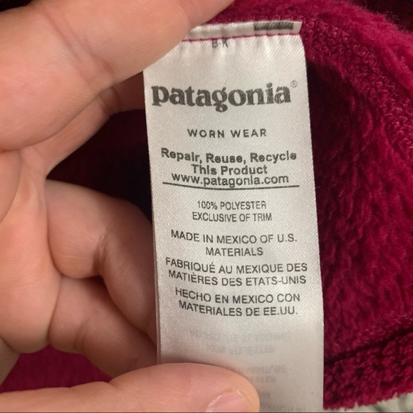Patagonia Magenta Snap T Pullover Size L 12 Kids Sweatshirt Jacket - Picture 6 of 6
